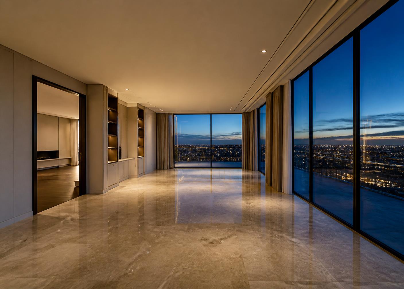 Interior de un departamento prime al atardecer